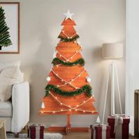 VidaXL Kerstdecoratie kerstboom 150 cm massief grenenhout wasbruin