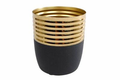 Bloempot "Luuk" L goud/zwart metaal p12 11x11x12,5cm