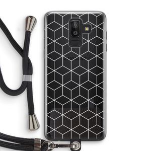 Zwart-witte kubussen: Samsung Galaxy J8 (2018) Transparant Hoesje met koord