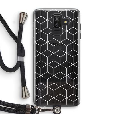 Zwart-witte kubussen: Samsung Galaxy J8 (2018) Transparant Hoesje met koord