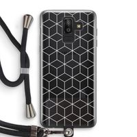 Zwart-witte kubussen: Samsung Galaxy J8 (2018) Transparant Hoesje met koord