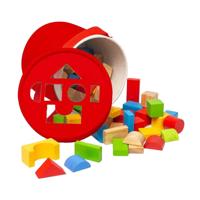 Bigjigs houten gekleurde bouwstenen, 80dlg.