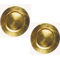 Onderborden - 4x stuks - goud - D33 cm - kunststof - rond - Onderzet bord - kerstdiner bord