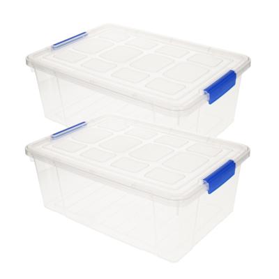 Plasticforte Opbergbox met deksel - 2x stuks - 9 liter - transparant - kunststof Plasticforte Opbergbox met deksel - 2x stuks - 9 liter - transparant - kunststof