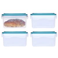 5Five Vershoudbakje met deksel - 4x - kunststof - luchtdicht - 14 x 10 x 8 cm - 730 ml