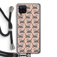 Zwarte poes: Samsung Galaxy A12 Transparant Hoesje met koord