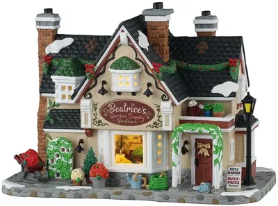 Lemax beatrice&apos;s garden supply boutique verlicht kersthuisje Caddington Village 2025