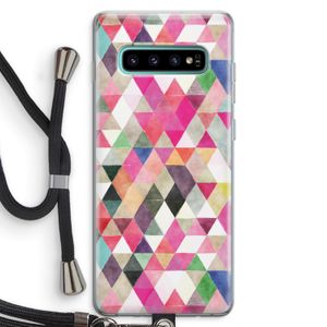 Gekleurde driehoekjes: Samsung Galaxy S10 Plus Transparant Hoesje met koord