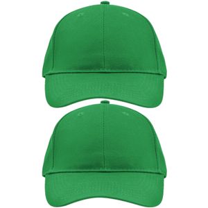 2x stuks 6-panel baseball groene caps voor volwassenen