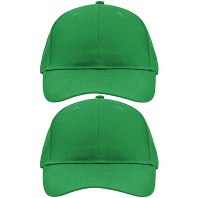 2x stuks 6-panel baseball groene caps voor volwassenen