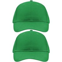 2x stuks 6-panel baseball groene caps voor volwassenen