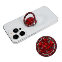 Ringhouder voor mobiele telefoon Strass Telefoon Kickstand Grip Rotatie Universal Multi Angle Metal Phone Back Grip - Rood