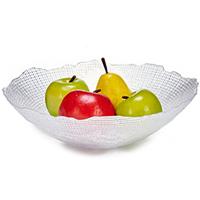 Grote fruitschaal Infinity - 1x - van bewerkt glas - rond - 31 cm - schaal - fruitschalen
