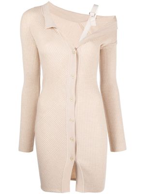 Jacquemus robe en maille nervurée à coupe courte - Tons neutres