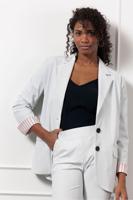Camille bnd pinstripe blazer - off white/dark blue - 12748