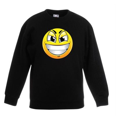 Emoticon sweater ondeugend zwart kinderen
