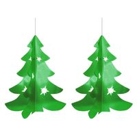 Set van 2x stuks hangdecoratie kerstbomen 50 cm