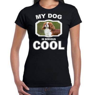 Spaniels honden t-shirt my dog is serious cool zwart voor dames Spaniels honden t-shirt my dog is serious cool zwart voor dames