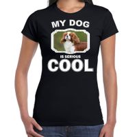 Spaniels honden t-shirt my dog is serious cool zwart voor dames - thumbnail