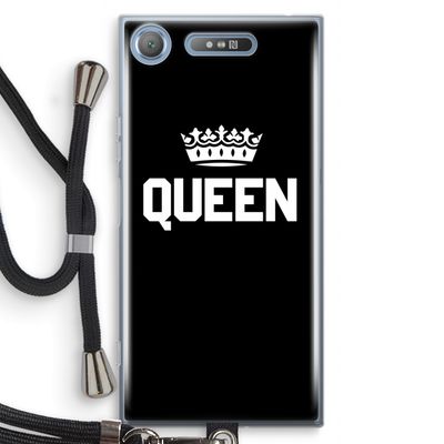 Queen zwart: Sony Xperia XZ1 Transparant Hoesje met koord