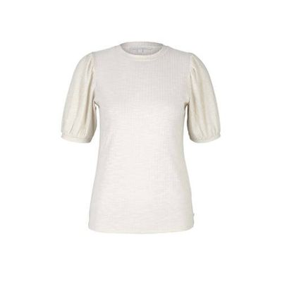 Tom Tailor Denim ribgebreide top crème wit