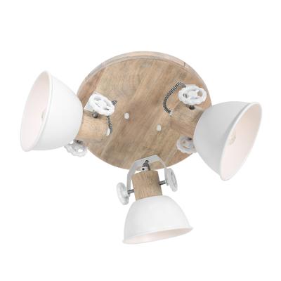 Steinhauer Industriële plafondlampGearwood 3-lichts wit met hout - 3063W