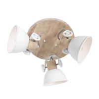 Steinhauer Industriële plafondlampGearwood 3-lichts wit met hout - 3063W Steinhauer Industriële plafondlampGearwood 3-lichts wit met hout - 3063W