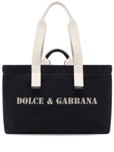 Dolce & Gabbana logo-print canvas shoulder bag - Noir