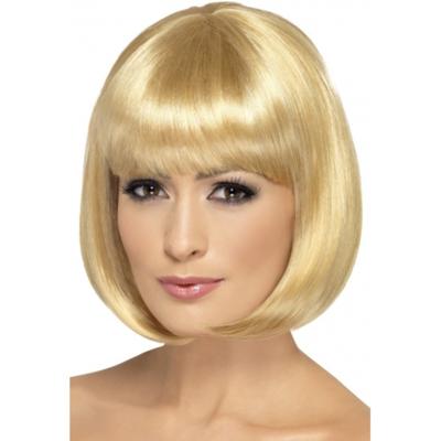 Verkleed damespruik Bob-line kapsel - Blond - met pony - Carnaval pruiken Verkleed damespruik Bob-line kapsel - Blond - met pony - Carnaval pruiken