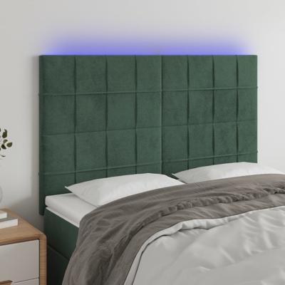 Hoofdbord LED 144x5x118/128 cm fluweel donkergroen