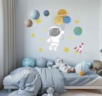 Kinderastronaut Muursticker ruimte - thumbnail