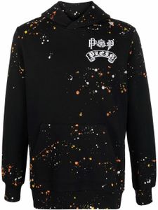 Philipp Plein hoodie à imprimé taches de peinture - Noir