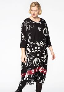 Yoek Jurk wijd AIRBRUSH | Rood | Maat 46/48