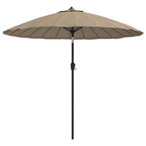 The Living Store Tuinparasol - 270 x 246 cm - Taupe - UV-beschermend polyester - Aluminium paal - Inclusief 24 baleinen