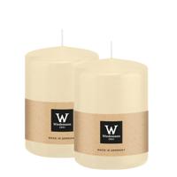 Cilinderkaars/stompkaars - 2x - creme wit - 6 x 8 cm - 29 branduren