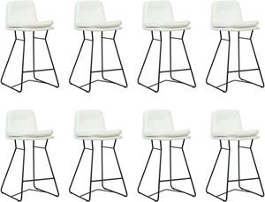 Set van 8 Gebroken witte leren industriële barkrukken Candy - staal zwart - Toledo Leer Bianco (gebroken wit leer)
