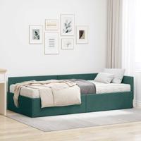Hoekbedframe met Matras Anders met hoofdeinde 2 pcs Groen Stof