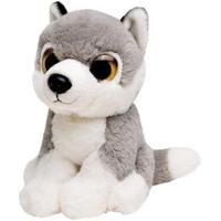 Knuffeldier wolf - pluche wolf knuffel - grijs - 13 cm - wilde dieren thema Knuffeldier wolf - pluche wolf knuffel - grijs - 13 cm - wilde dieren thema