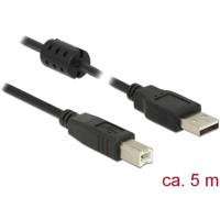 Delock USB-kabel USB 2.0 USB-A stekker, USB-B stekker 5.00 m Zwart Met Ferrietkern 84899 - thumbnail