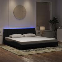 Bedframe met LED zonder matras "Hanko" fluweel zwart 200x200 cm