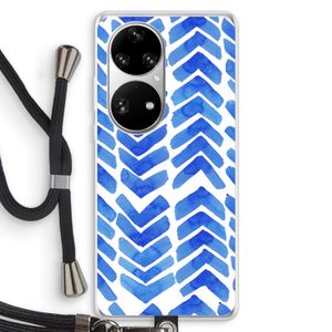 Blauwe pijlen: Huawei P50 Pro Transparant Hoesje met koord