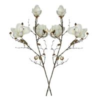 Mica Decorations Kunstbloemen Magnolia takken - 2x - 90 cm - wit - Kunst zijde - Boeket - stelen
