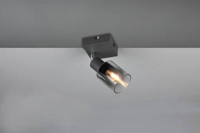 Trio Zwart wandlampjeCadiz met smoke glas - R81781042