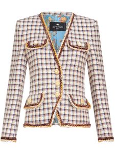 ETRO check-jacquard cotton-blend jacket - Blanc