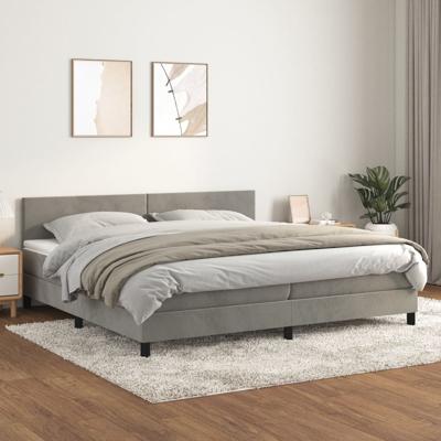 Boxspring met matras fluweel lichtgrijs 200x200 cm