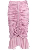Blumarine jupe mi-longue en soie à fronces - Rose