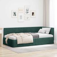 Hoekbedframe met hoofdeinde Donkergroen 100 x 200 cm Fluweel