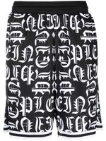 Philipp Plein short de sport à logo Gothic Plein - Noir - thumbnail