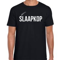 Slaapkop fun tekst pyjama shirt zwart voor heren - Grappig slaapshirt / slaap kleding t-shirt