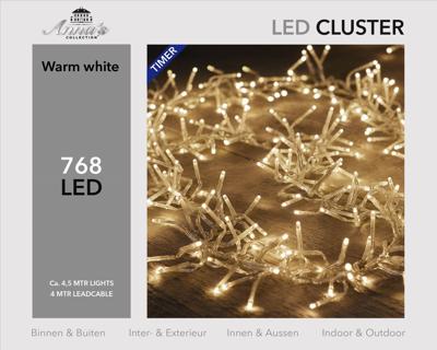 Cluster lights 768 lampjes 4,5m LED warm wit 4m aanloopsnoer transparant bibui Transformator Cluster lights CoenBakker - Annas collection